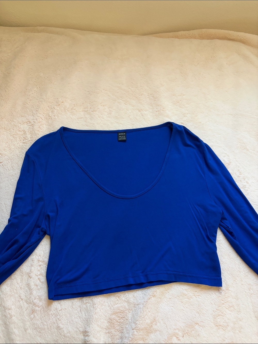 SHEIN Cobalt Blue Scoop Neck Crop Top